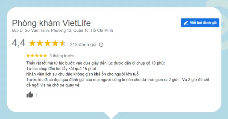 Review Phòng khám Vietlife