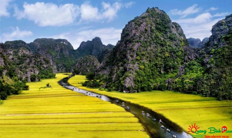 Tượng Phật trang nghiêm bên trong một điện thờ tại chùa Bái Đính, thể hiện tinh thần Phật giáo sâu sắc